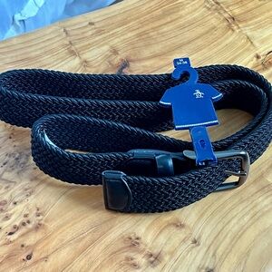 Original Penguin Black Braided Stretch Belt Six M 34-36 NWT